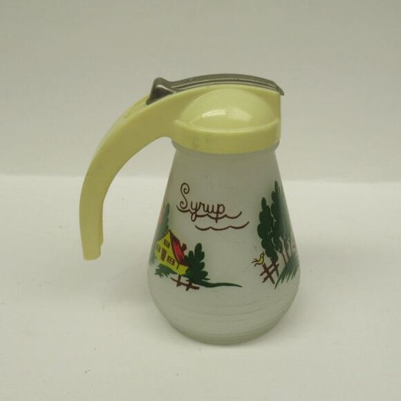 Hazel Atlas Frosted 5 1/4 Inch SYRUP PITCHER with Original Screw On Slide Lid - Picture 3 of 5